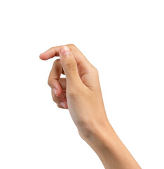 Hand holding or pointing to something on white background, Clipping path.