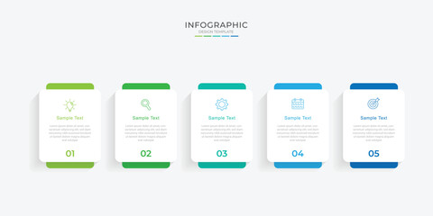 infographic template. 5 Step timeline journey, calendar Flat simple infographics design template. presentation graph. Business concept with 5 options, vector illustration.