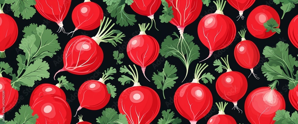 Aufkleber radish pattern on red plain background digital abstract art work illustration design