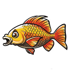 Fototapeta premium Cartoon Goldfish with Yellow Body and Orange Fins