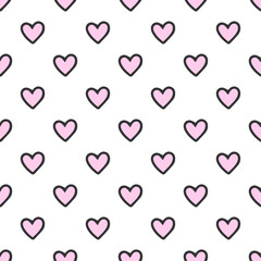 Hand drawn hearts. Seamless pattern for fabric design,  wallpapper, wrapping.
