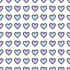 Hand drawn hearts. Seamless pattern for fabric design,  wallpapper, wrapping.