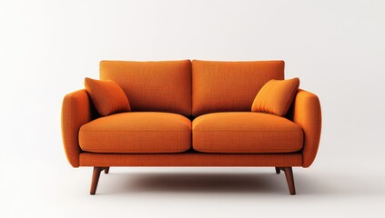 Fototapeta premium Orange two-seater sofa against white background