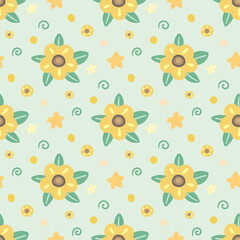 Pretty flowers. Seamless vector pattern for fabric design, wrapping paper, wallpapers. 