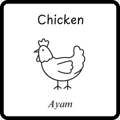 Animals Coloring E Book for Kid - chicken or ayam (2)