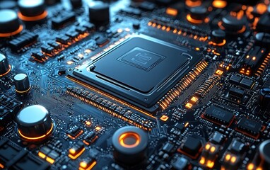 Fototapeta premium Close-up circuit board with processor