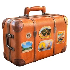 Vintage Travel Suitcase With Retro Travel Stickers