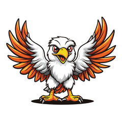 Obraz premium Cartoon Eagle with White Feathers and Orange Beak and Feet