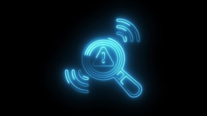 Glowing neon detection  icon isolated on black background. HD Video motion graphic animation