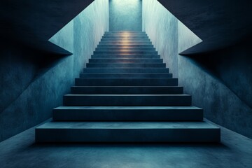 Fototapeta premium Modern Minimalist Staircase Design with Dramatic Lighting and Architectural Elements