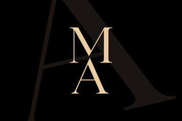 MA or AM letter logo icon design. Classic style luxury initials monogram.