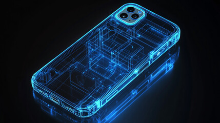 3D Render of a Glowing Smartphone Case