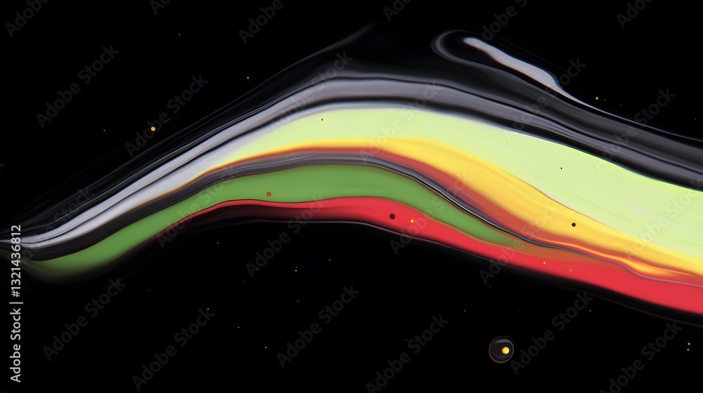 Poster A flowing abstract design featuring multiple colorful layers on black
