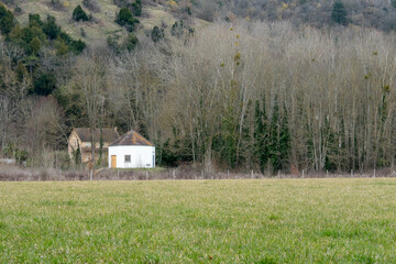 Serene landscape of La Roche-Guyon showcasing nature, rural charm, and tranquil simplicity under a...