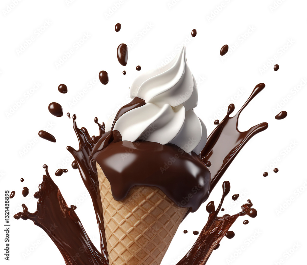 Aufkleber a delicious ice cream cone topped with swirls of soft serve and drizzled in rich chocolate sauce sur