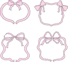 Cute pink ribbon frame and border vector illustration
