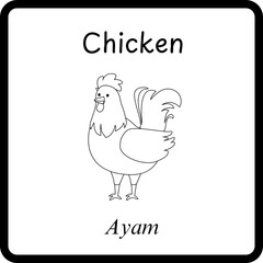 Animals Coloring E Book for Kid - chicken or ayam