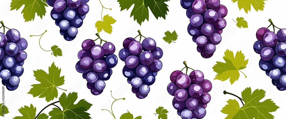 Poster grape pattern on white plain background digital abstract art work illustration design