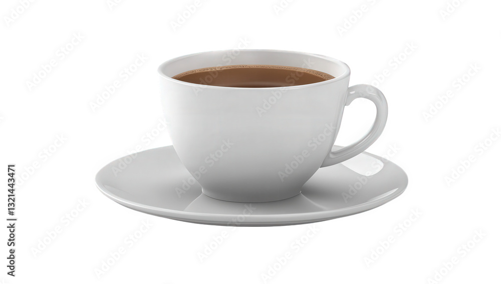 Aufkleber a simple white cup filled with brown coffee sits on a matching saucer emphasizing the warmth and com