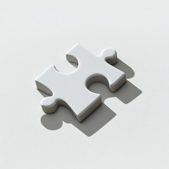Fototapeta premium White 3D Puzzle Piece on White Background with Soft Shadow Cast
