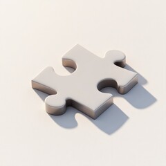 Fototapeta premium 3D Puzzle Piece Resting on White Background with Shadow Detail