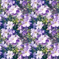 Purple Petunia Flower Pattern Seamless Background