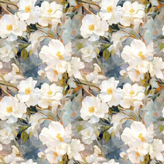 White Flower Pattern Background Seamless Floral Design