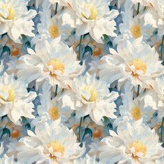 White Flower Pattern Seamless Floral Background Seamless Background