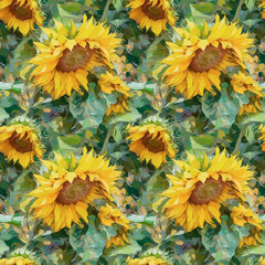 Sunflower Pattern, Floral Background, Yellow Flowers Seamless Background