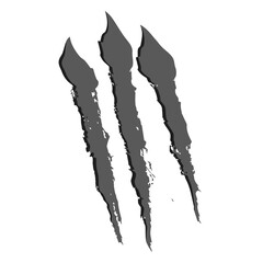 Obraz premium Grayscale Claw Marks: Graphic representation of three claw marks, isolated, suggesting a sense of raw aggression, and the powerful impact of unseen force.