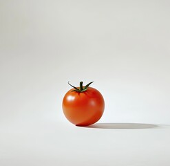 Single, vibrant tomato on a white background