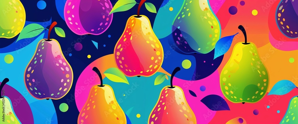 Poster pear pattern on colorful plain background digital abstract art work illustration design