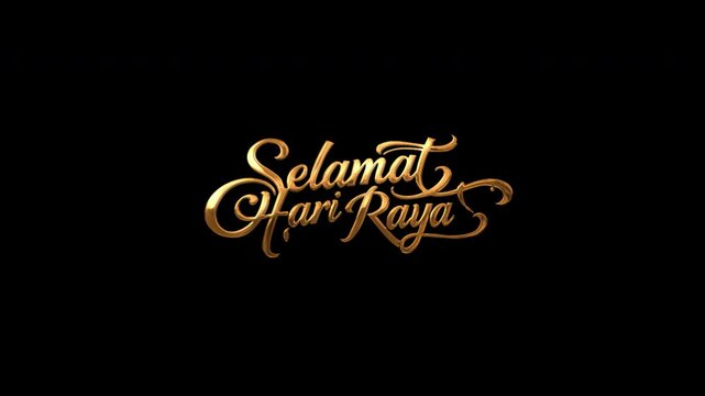 Selamat Hari Raya Animated Lettering Gold, Eid Mubarak Gold, Appropriate for Muslims worldwide to use
