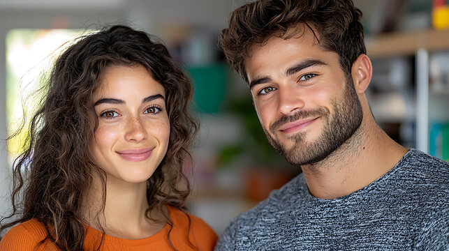 Young couple discussing grocery list in cozy kitchen lifestyle content warm environment intimate viewpoint relationship concept