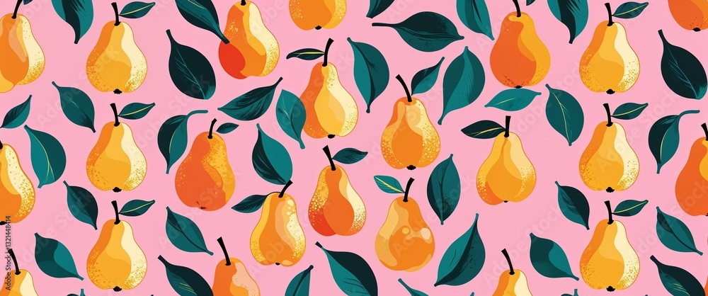 Poster pear pattern on pink plain background digital abstract art work illustration design