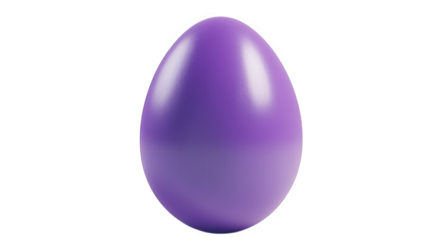 a smooth glossy purple egg stands upright against a light background showcasing a gradient from a deep to a lighter shade emphasizing its shape and texture