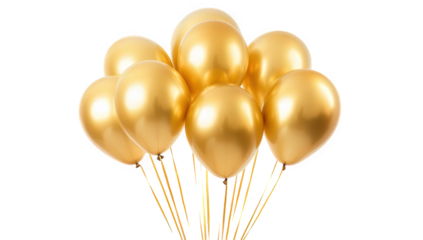 a cluster of shiny gold balloons floating together ideal for celebrations or events adding a festive touch to any occasion