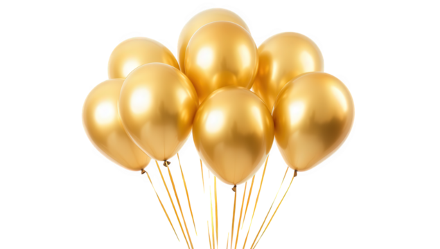 a cluster of shiny gold balloons floating together ideal for celebrations or events adding a festive touch to any occasion
