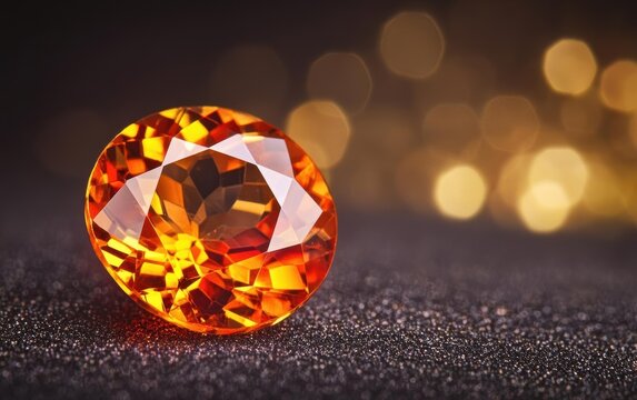 A radiant topaz gemstone glowing with warm orange hues, surrounded by a subtle golden aura