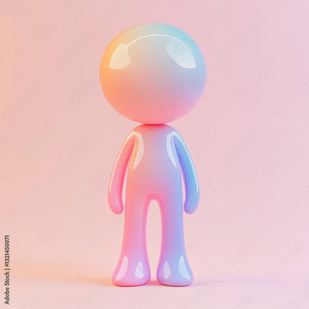 Poster stylized 3d rendering of an isolated doll figure on light background