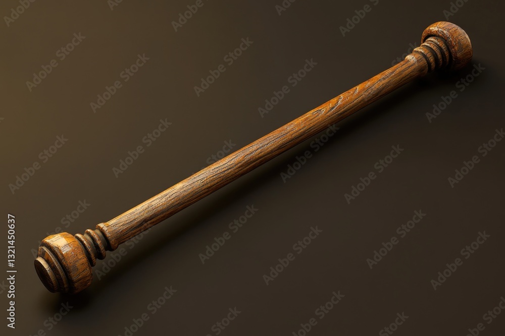 Aufkleber A close-up of a baseball bat with a wooden handle on a table, ready for use or display