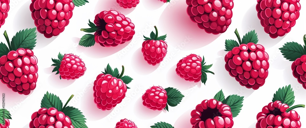 Poster raspberry pattern on white plain background digital abstract art work illustration design