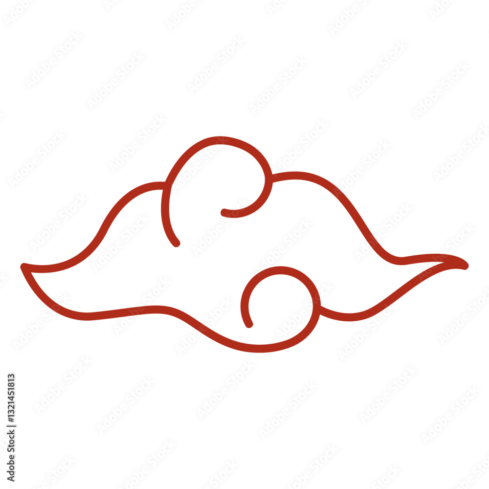 Poster red cloud: a minimalist representation of a red cloud. a seamless line of art which makes simple and