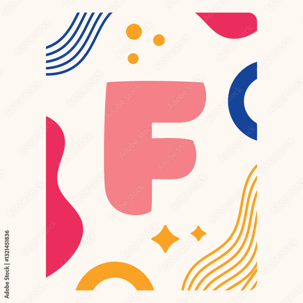 Poster letter f abstract design: playful and vibrant 