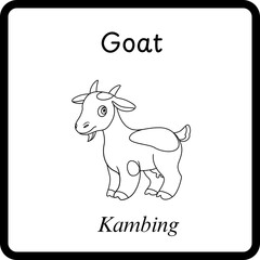 Animals Coloring E Book for Kid - goat or kambing (2)