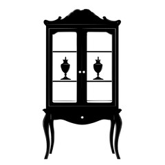 Retro China cabinet, vectorized furniture, furniture piece