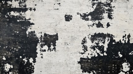 Fototapeta premium Abstract texture of peeling paint on a weathered wall, showcasing a blend of black and white tones
