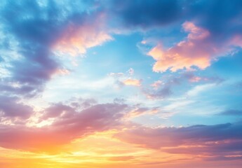 Obraz premium Pastel Sunset Sky with Colorful Clouds and Soft Light