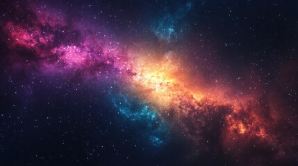 A vibrant cosmic scene showcasing swirling galaxies and stars in a colorful nebula.