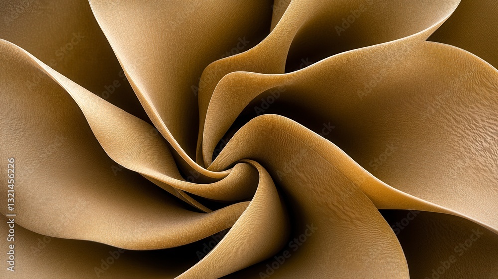 Poster abstract close up of a swirling, beige textile with a textured surface. the fabric is arranged in a 